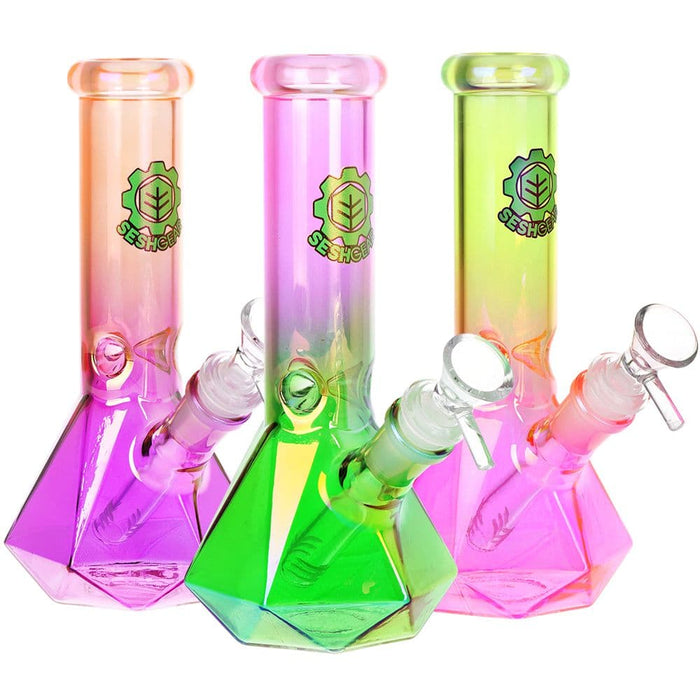 SeshGear Diamond Base Beaker Ombre Glass Water Pipe | 7.75" | 14mm F - Toker Supply