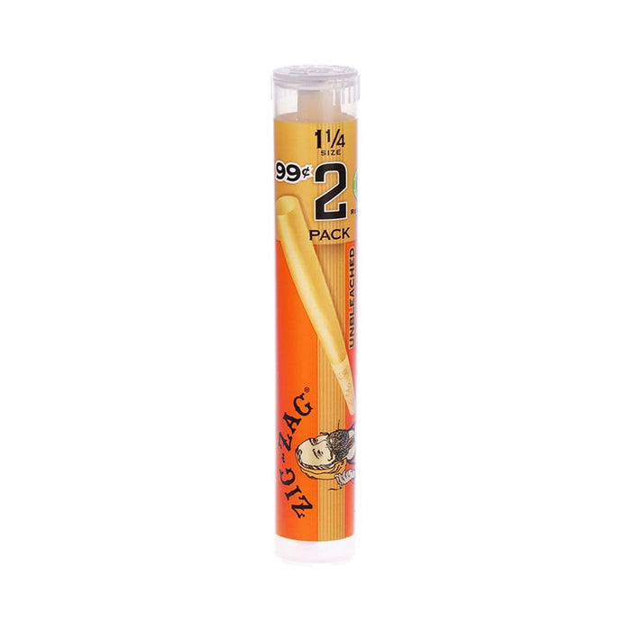 24CT DISPLAY - Zig Zag Pre-Priced Unbleached Cones - 1 1/4 / 2pc - Toker Supply