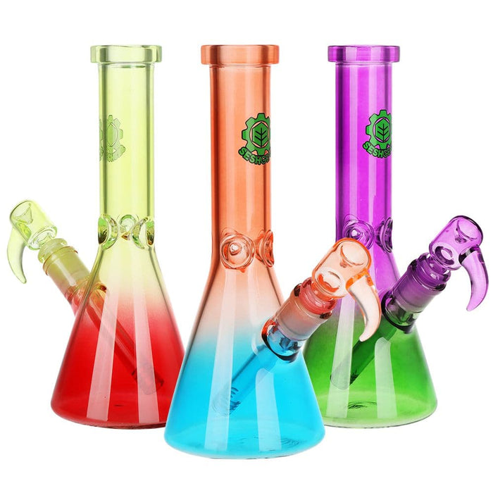 3CT BUNDLE - SeshGear Straight Neck Ombre Beaker Glass Water Pipe - 10" / 14mm F / Assorted Colors - Toker Supply