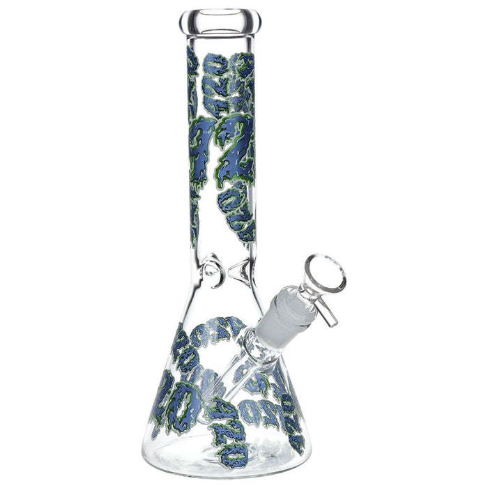 420 Clouds Glow In The Dark Beaker Glass Water Pipe - 10" / 14mm F / Colors Vary - Toker Supply