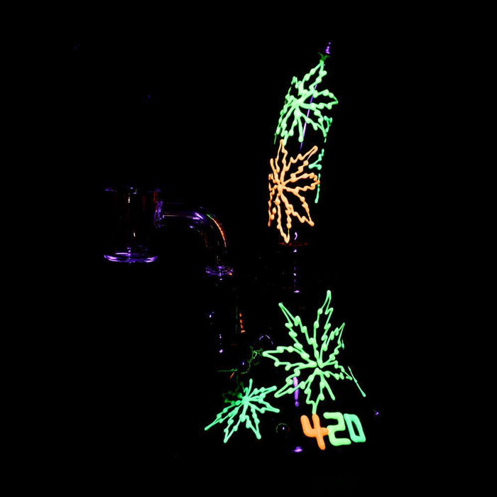 420 Neon Hemp Leaf Glow In The Dark Dab Rig - 6.5" / 14mm F - Toker Supply