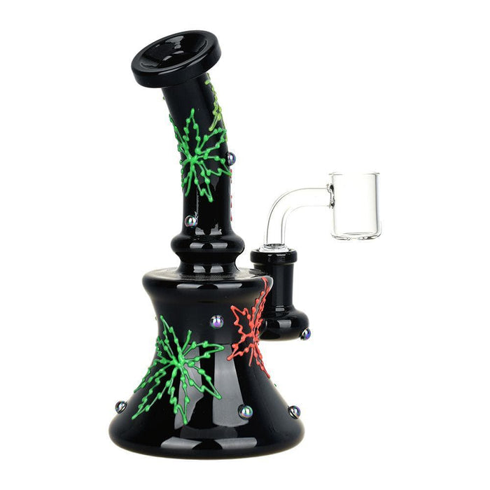 420 Neon Hemp Leaf Glow In The Dark Dab Rig - 6.5" / 14mm F - Toker Supply
