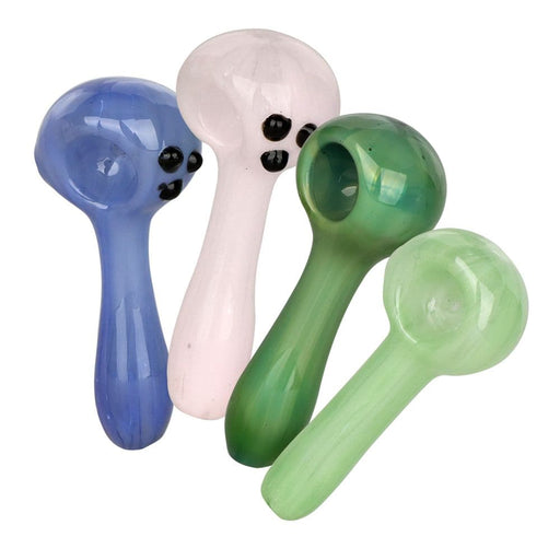 4CT BUNDLE - Deluxe Colored Glass Spoon Pipes - 3.5"-4" / Assorted Colors and Styles - Toker Supply