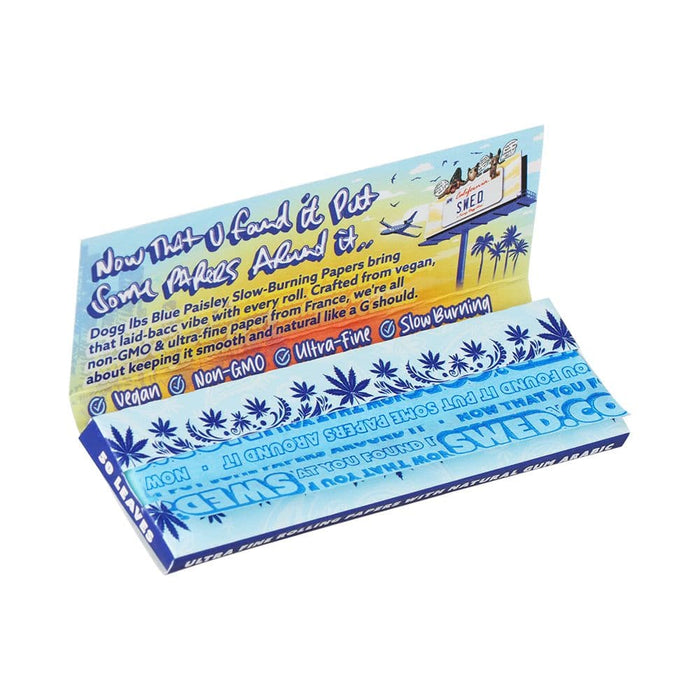 50CT DISPLAY - Dogg Lbs Blue Paisley Rolling Papers - 1 1/4" / 50pc - Toker Supply