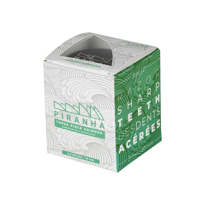 6CT BOX - Piranha Grind-and-Store Aluminum Grinder - 3pc / 2" / Black - Toker Supply