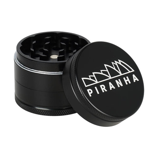 6CT BOX - Piranha Grind-and-Store Aluminum Grinder - 3pc / 2" / Black - Toker Supply