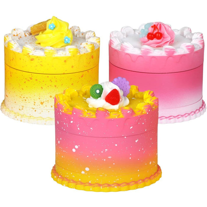 6CT DISPLAY - SeshGear Zinc & Resin Cake Grinder - 3pc / 2.7" / Assorted Styles - Toker Supply