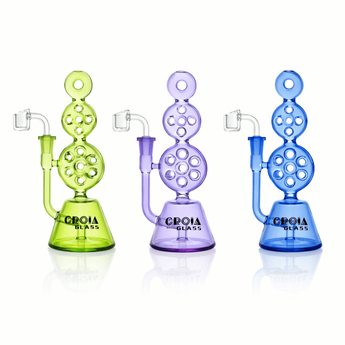 8" Triple Stack Swiss Perc Recycler Dab Rig | Croia Glass - Toker Supply