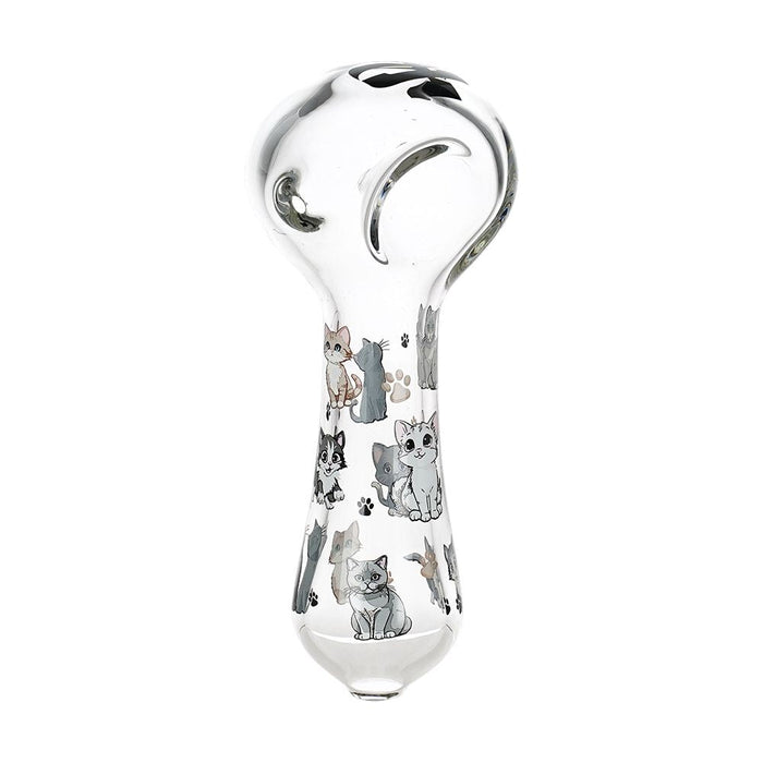3CT BUNDLE - Pulsar Cute Kitties Glass Spoon Pipe - 4.5"