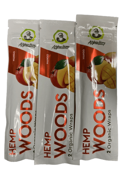 Afghan Hemp Woods Herbal Organic Natural 2 Mango Flavor Papers Wraps Per Pack (3 Count) - Toker Supply