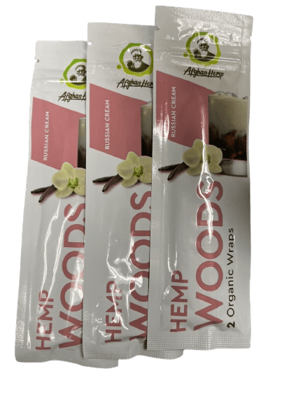Afghan Hemp Woods Herbal Organic Natural 2 Russian Cream Flavor Papers Wraps Per Pack (3 Count) - Toker Supply