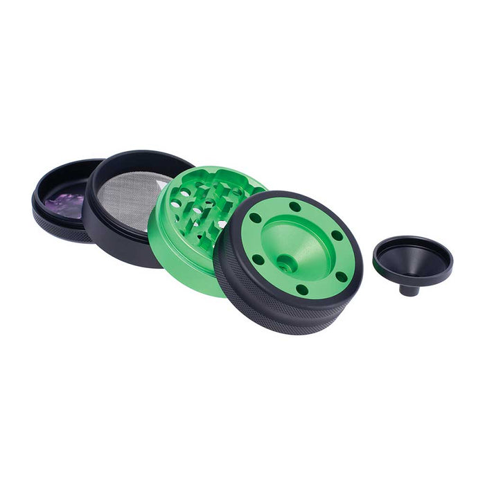 ALUMINIUM GRINDER W/ CONE HOLDER & FUNNEL - Toker Supply