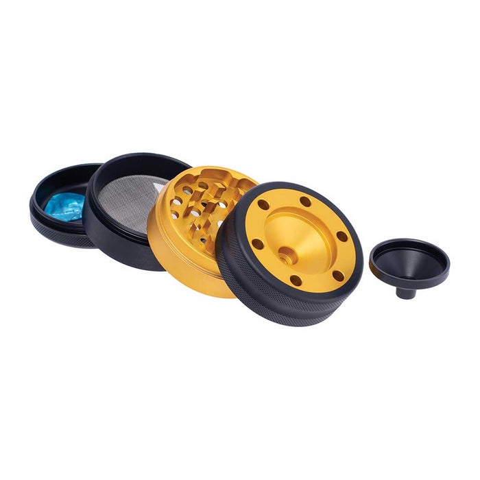 ALUMINIUM GRINDER W/ CONE HOLDER & FUNNEL - Toker Supply