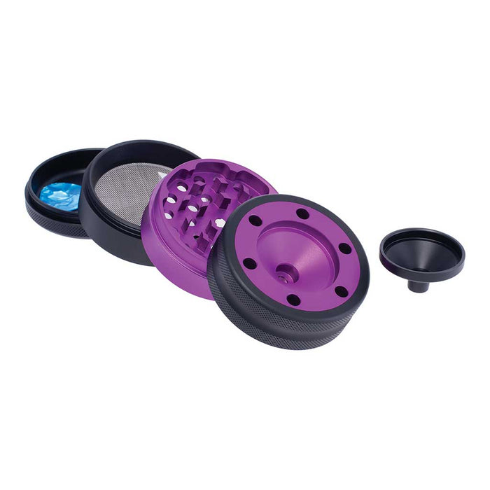 ALUMINIUM GRINDER W/ CONE HOLDER & FUNNEL - Toker Supply