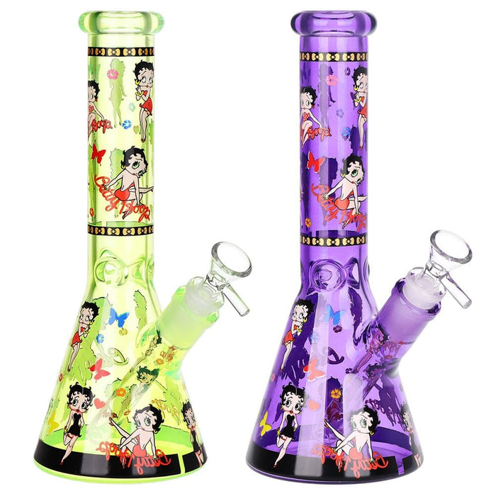 Betsy Beep Neon Beaker Glass Water Pipe - 10" / 14mm F / Colors Vary - Toker Supply