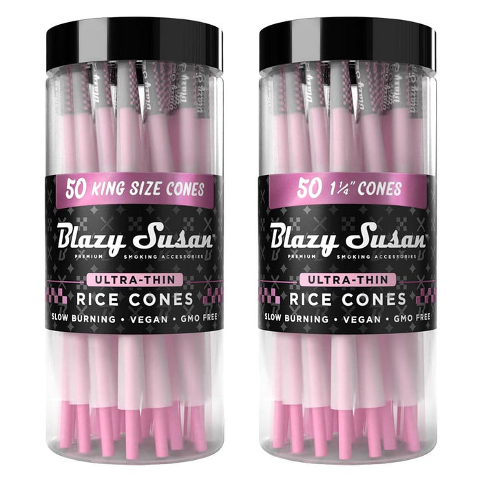 Blazy Susan Ultra Thin Rice Pre-Rolled Cones | 50ct Jar - Toker Supply