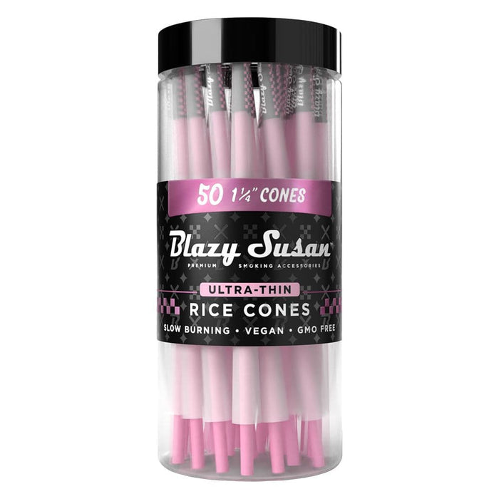Blazy Susan Ultra Thin Rice Pre-Rolled Cones | 50ct Jar - Toker Supply
