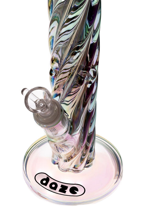 Daze Glass - 12 Inch Iridescent Rainbow Spiral Glass Water Pipe - Toker Supply