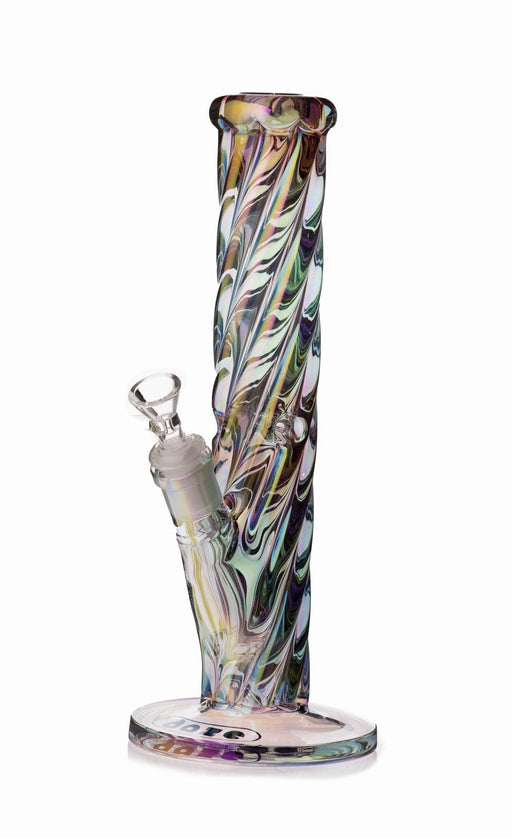 Daze Glass - 12 Inch Iridescent Rainbow Spiral Glass Water Pipe - Toker Supply