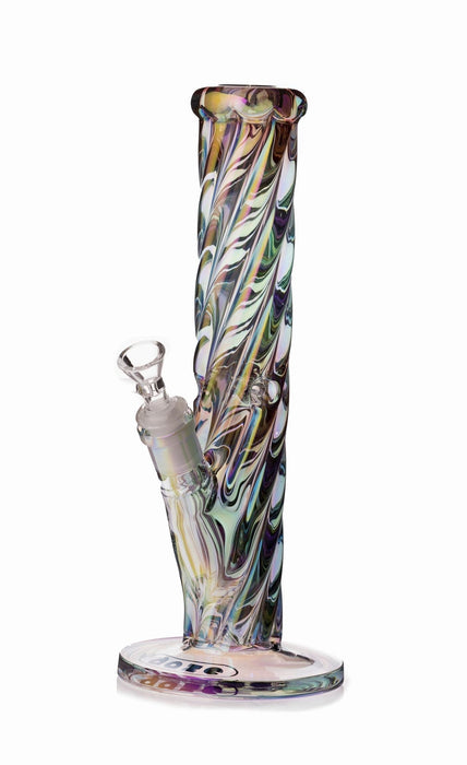 Daze Glass - 12 Inch Iridescent Rainbow Spiral Glass Water Pipe - Toker Supply