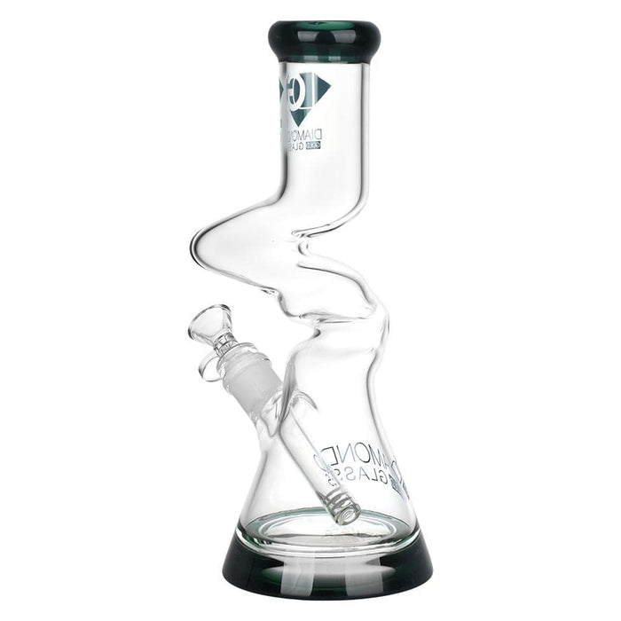 Diamond Glass Gold Zong Beaker Water Pipe - 11" / 14mm F / Colors Vary - Toker Supply