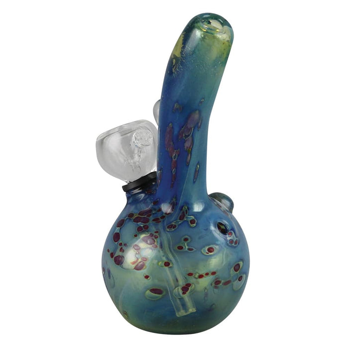 Double Glass Water Pipe- 5.25" / Grommet / Blue w/ Red Spots - Toker Supply