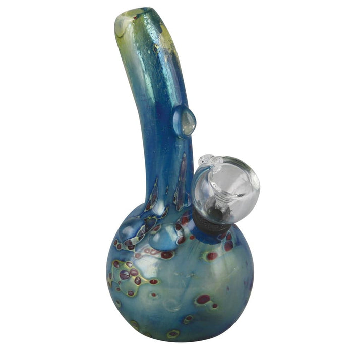 Double Glass Water Pipe- 5.25" / Grommet / Blue w/ Red Spots - Toker Supply