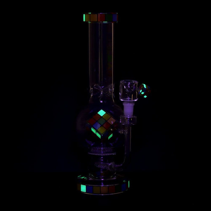 Pulsar Rubik's Cube Perc Bubble Base Glass Water Pipe - 12.5" - Toker Supply