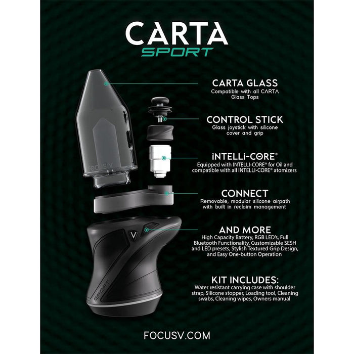 Focus V CARTA Sport Portable Electric Dab Rig | Black | 2700mAh - Toker Supply
