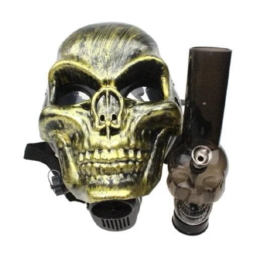 Gas Mask Bong Golden Skull - Toker Supply