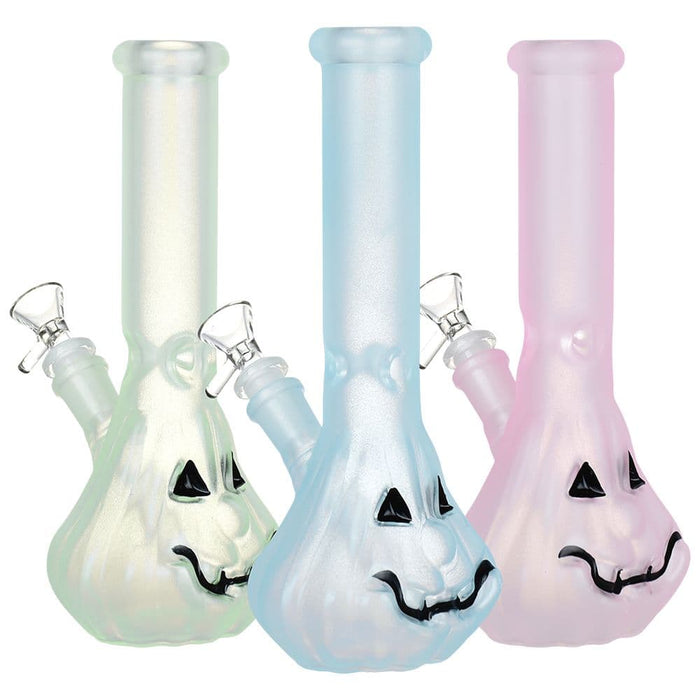 Glow In Dark Jack-O-Lantern Glass Bong - 9.25" / 14mm F - Toker Supply