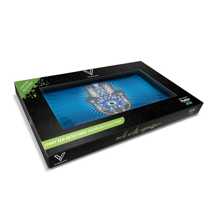 HAMSA BLUE GLASS TRAY (MED) - Toker Supply
