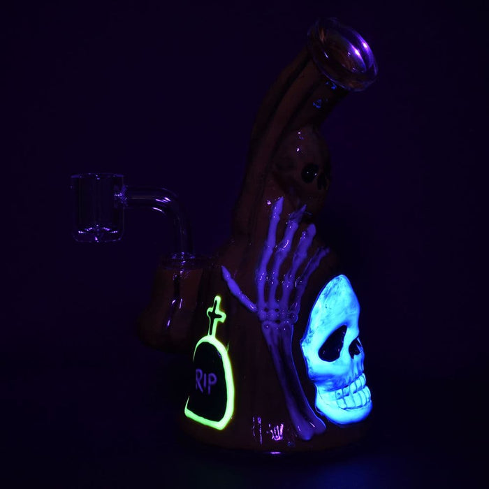 Haunted Gourd Enamel on glow in the dark Glass Dab Rig - 7" - Toker Supply