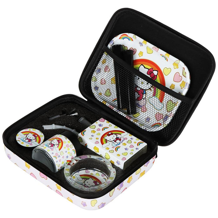 Hello Kitty Juicebox Glass Water Pipe Smoker's Travel Kit - 7" / 14mm F / Rainbow Kitty - Toker Supply