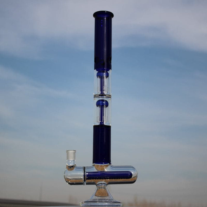 Inline and Dual Arm Percolated Glass Water Pipe 18" - Toker Supply
