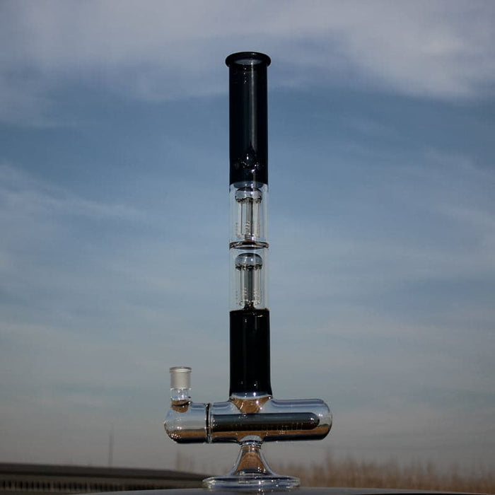 Inline and Dual Arm Percolated Glass Water Pipe 18" - Toker Supply