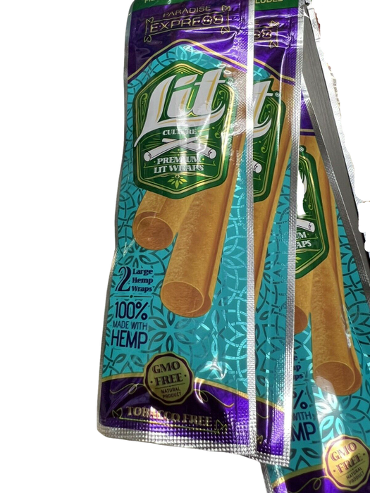Lit Culture Hemp Natural Herbal Paradise Express Organic 3 Count 6 Large Wraps - Toker Supply