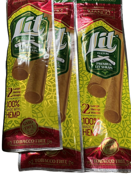 Lit Culture Natural Herbal Miami Mango Organic 3 Count 6 Large Wraps - Toker Supply