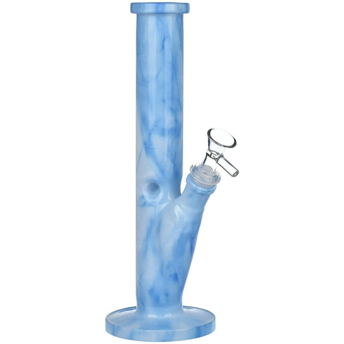 Marbled Straight Tube Glass Water Pipe - 10.75" / 14mm F / Colors Vary - Toker Supply