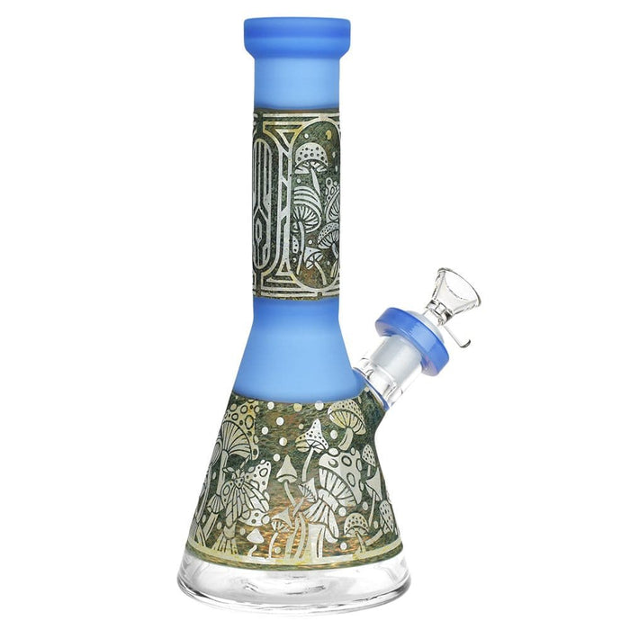 Mushroom Melange Etched Beaker Glass Water Pipe - 9" / 14mm F - Toker Supply