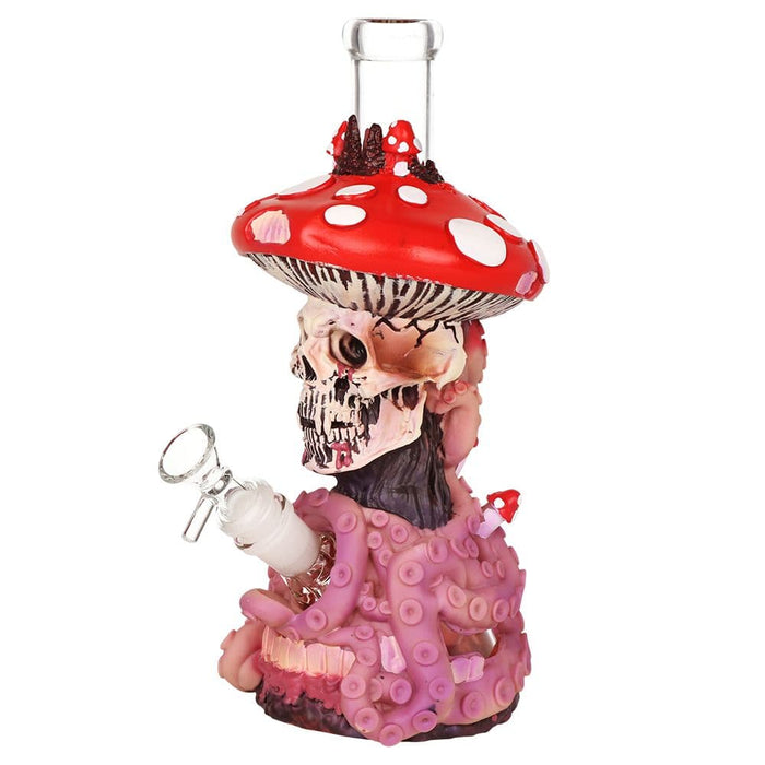 Mushroom Skull Tentacle Glass & Vinyl Water Pipe - 10.5" / 14mm F - Toker Supply