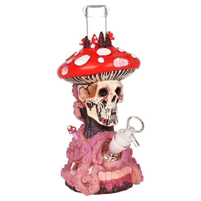 Mushroom Skull Tentacle Glass & Vinyl Water Pipe - 10.5" / 14mm F - Toker Supply