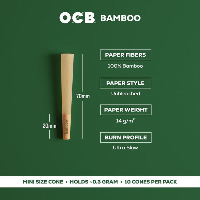 OCB Unbleached Bamboo Pre-Rolled Cones | 24pk Display - Toker Supply