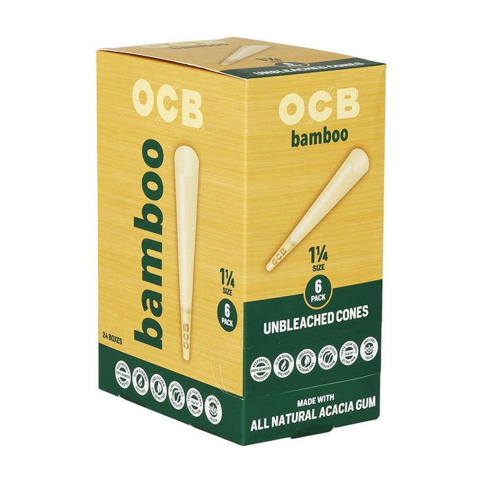 OCB Unbleached Bamboo Pre-Rolled Cones | 24pk Display - Toker Supply