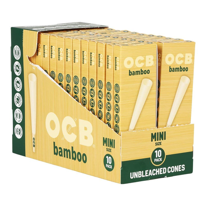 OCB Unbleached Bamboo Pre-Rolled Cones | 24pk Display - Toker Supply