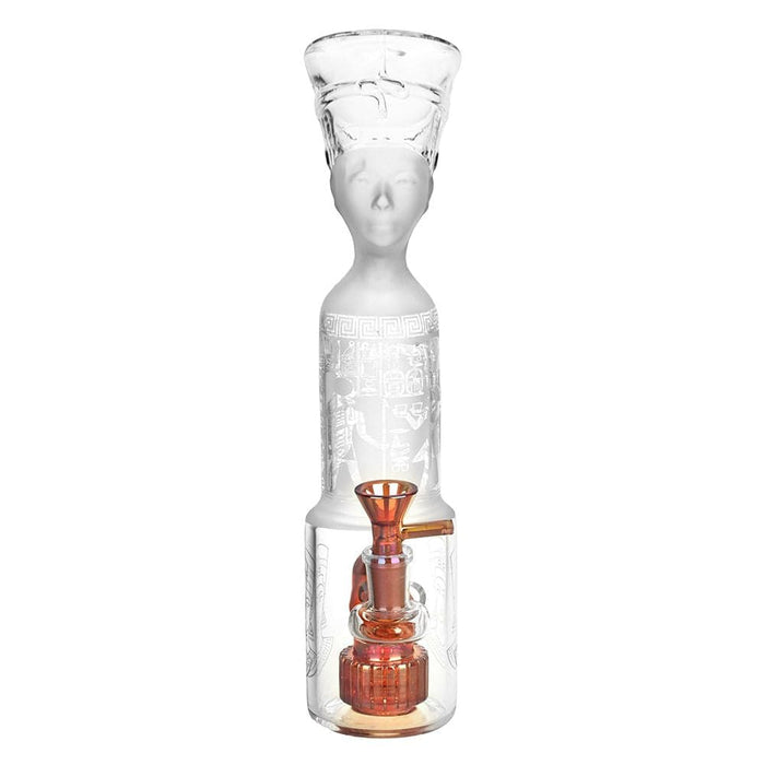 Pharoah Head Frosted Glass Water Pipe - 11.5" / 14mm F - Toker Supply