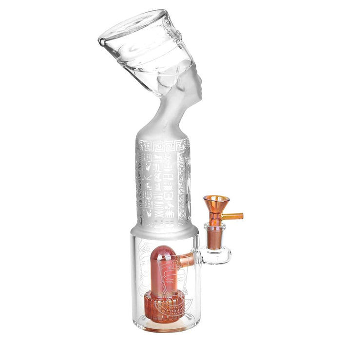 Pharoah Head Frosted Glass Water Pipe - 11.5" / 14mm F - Toker Supply
