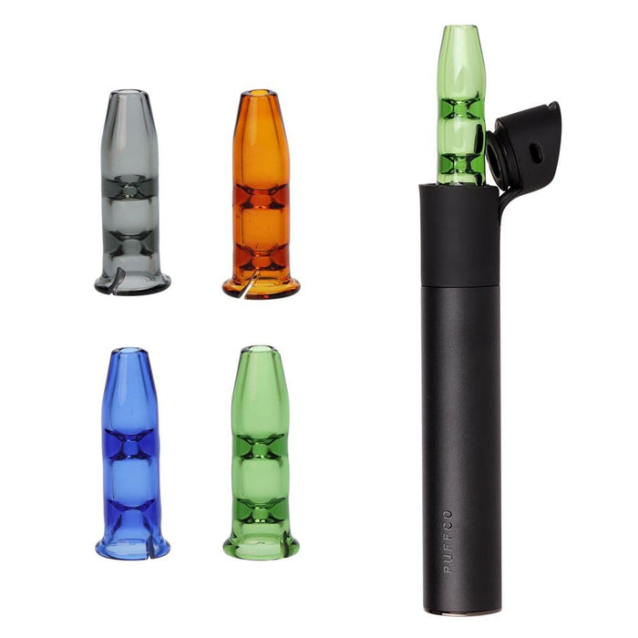 Pulsar Bullet Tip Glass Mouthpiece Attachment for Puffco Pivot w/ Display Stand - Colors Vary - Toker Supply