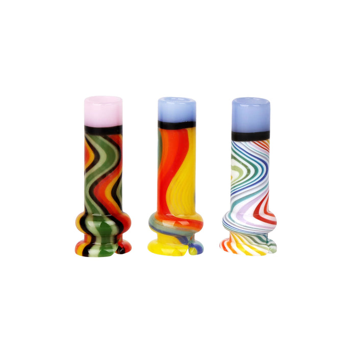 Pulsar Candy Stripe Glass Mouthpiece Attachment for Puffco Pivot w/ Display Stand - Colors Vary - Toker Supply