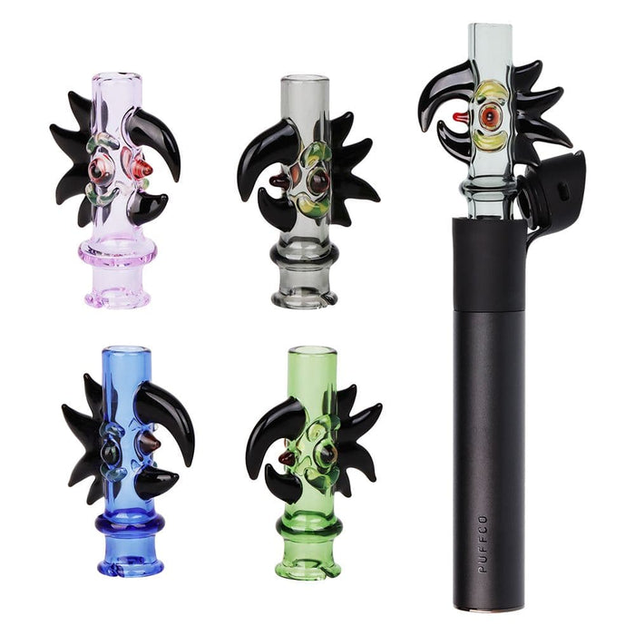 Pulsar Cockatoo Glass Mouthpeice Attachment for Puffco Pivot w/ Display Stand - Colors Vary - Toker Supply